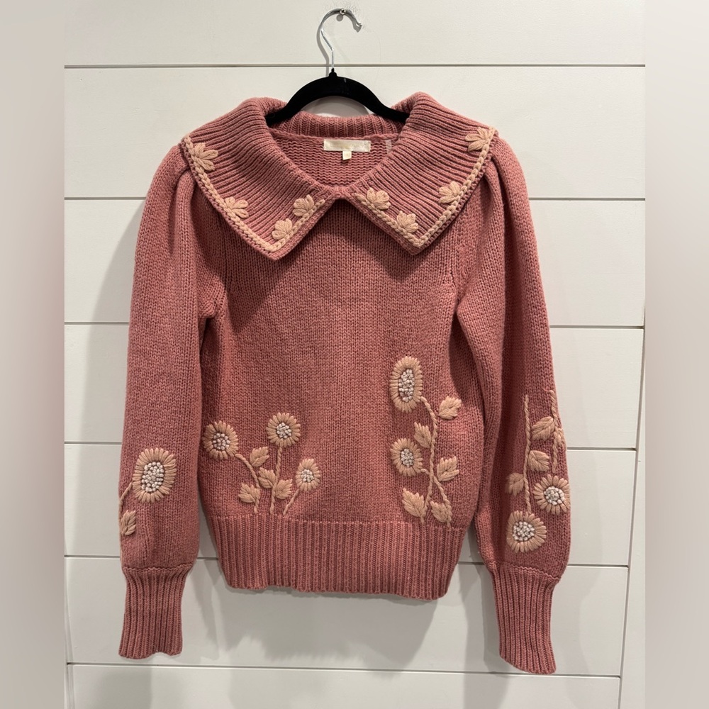 Loveshackfancy Pink Collared Union Pullover Sweat… - image 5